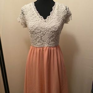 Coral and White Lace Dress